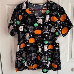 Halloween Themed Women's Scrub Top